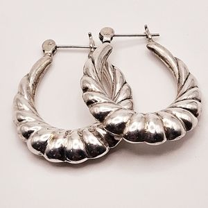 Sterling server crescent hoop earrings